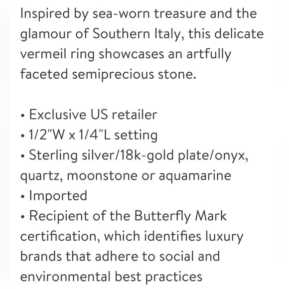 Monica Vinader NWOT Siren Stone Ring - Picture 3 of 7